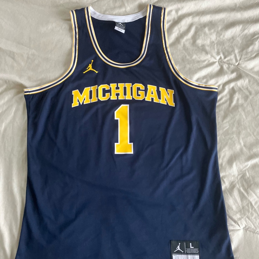 University of Michigan Wolverines Jordan Basketball Jersey - Navy Size: L